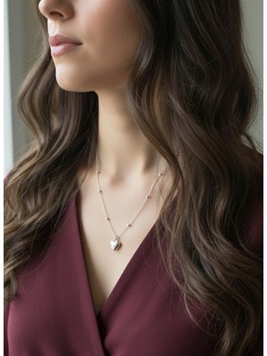 Gistoria Kalp Uçlu Minimal Top Zincir Gümüş Kolye