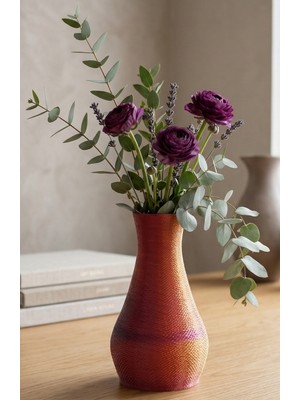 Dekoratif Motifli Ipeksi Spot Altında Parlayan 3 Renkli Vazo