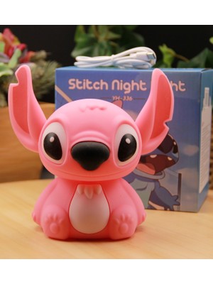 Stitch Premium Seri Silikon Gece Lambası - Pembe