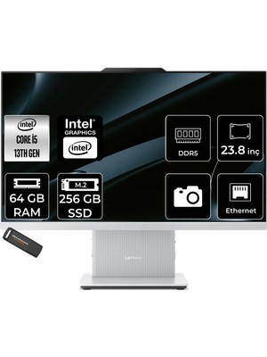 Lenovo Ideacentre 24IRH9 Intel Core I5 13420H 64GB 256GB SSD 23.8" Fhd 100Hz Fdos All In One Bilgisayar & Per4 USB Bellek F0HN0054TRP331
