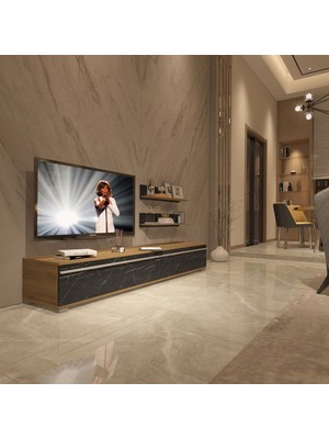 Decoraktiv Eko 4 Mdf Std Tv Ünitesi Tv Sehpası - Pera Siyah Mermer