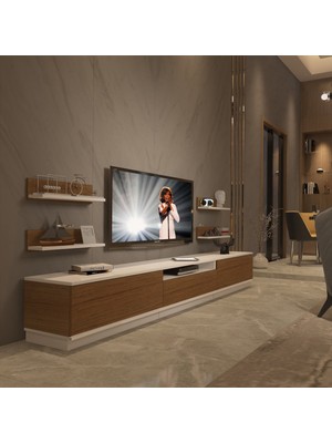 Decoraktiv Trendstyle 270RS Slm Tv Ünitesi Tv Sehpası - Beyaz Ceviz
