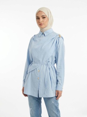 Miostil Omuz Toka Detay Aller Tunik-Mavi
