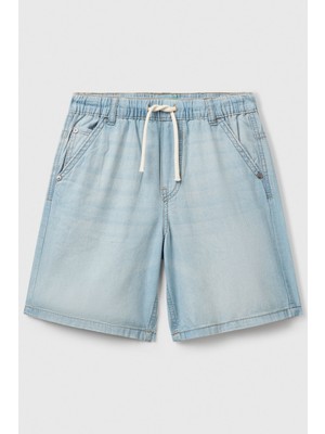 United Colors Of Benetton Açık Denim Erkek Ej_arka Cebi Logo Detaylı Büzgü Ipli Denim Bermuda Şort Model Kodu: 4DHJC9047AÇIK Denim