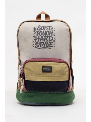 Kaff Fermuarlı Ön Cepli Design Salaş Unisex Vintage Kanvas Sırt Çantası -Moonvntg