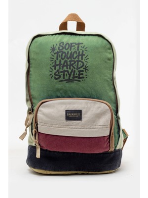 Kaff Fermuarlı Ön Cepli Design Salaş Unisex Vintage Kanvas Sırt Çantası -Moonvntg