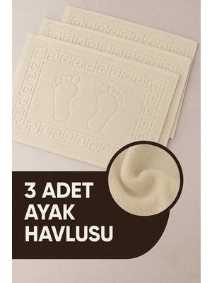 Isessia 3 Adet %100 Pamuk En Iyi Emici Ayak Havlusu : Konforlu Banyo Paspası 50X70CM Terra Krem