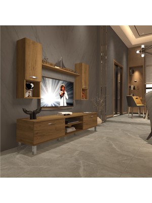 Decoraktiv Eko 5da Mdf DVD Krom Ayaklı Tv Ünitesi Tv Sehpası - Naturel Pera