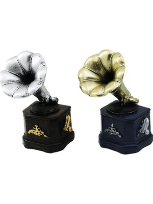 Krm Gramafon Vintage Dekoratif Biblo - Renkli 13.5X6CM Reçine (5047) Krm
