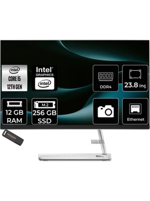 Lenovo Ideacentre 24IAP7 Intel Core I5 12450H 12GB 256GB SSD 23.8" Fhd Fdos All In One Bilgisayar & Per4 USB Bellek F0GH01JCTRP306