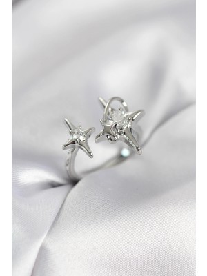 Krm Gümüş Renk Kutup Yıldızı Model Zirkon Taşlı Kadın Yüzük Krm