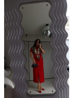 Özge Özgenç Gold Düğmeli Maksi Gömlek Elbise