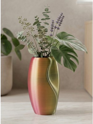 3 Demre Dekoratif Motifli Ipeksi Spot Altında Parlayan 3 Renkli Vazo