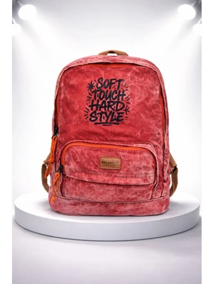 Kaff Fermuarlı Ön Cepli Design Unisex Vintage Denim Sırt Çantası -Moonkot