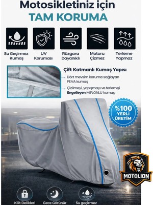 Autolion   Vespa Sprint 125 Gri-Mavi Dikişli Kilitli)Motor Brandası Motosiklet Örtüsü