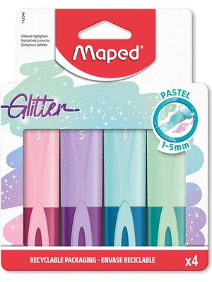 Maped Fosforlu Kalem (İşaret Kalemi) Glitter Pastel 4 Renk 742046