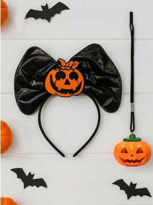 Parti Adresi Cadılar Bayramı Fiyonk Taç Balkabağı Kolye Set Halloween Parti Aksesuarı 
