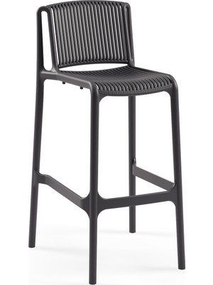 Tilia Nes Polipropilen Bar Sandalyesi 75 cm Antrasit - Mutfak, Kafe, Restoran, Teras, Havuz Kenarı, İç ve Dış Mekan İçin