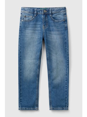 United Colors Of Benetton Mavi Erkek Ej_arkası Logo Işlemeli 5 Cepli Düz Kesim Denim Pantolon Model Kodu: 4DW2CE021MAVI