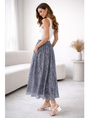 SFG Life Moda Asimetrik Kesim Etnik Desen Etek