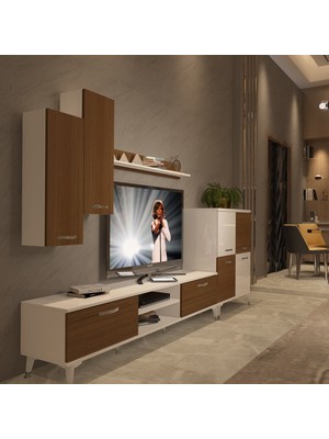 Decoraktiv Eko 6 Slm DVD Silver Tv Ünitesi Tv Sehpası - Beyaz Ceviz