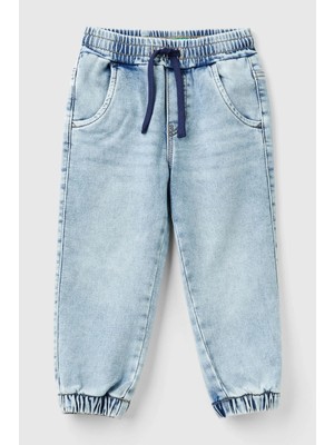 United Colors Of Benetton Açık Mavi Erkek Ek_arka Cebi Logolu Lastik Paça Ağartılmış Denim Pantolon Model Kodu: 44LGGF01VAÇIK Mavi