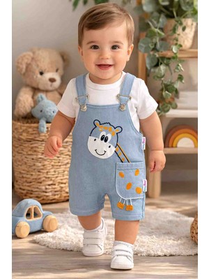 Zürafa Desenli Erkek Bebek Yazlık Salopet