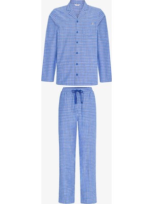 Penti Erkek Blue Cabin Kareli Uzun Kollu Pijama Takımı