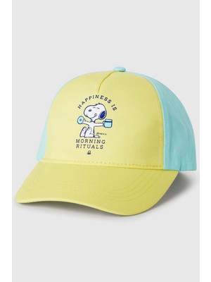 United Colors Of Benetton Sarı Erkek Ek_peanuts Baskılı Renk Bloklu Kep Şapka Model Kodu: 6LDDGA01BSARI