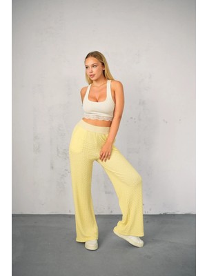 Win Moda Gofre Tek Alt Pantolon - Yazlık Bel Garnili Gofre Pantolon