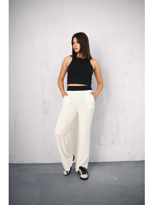 Win Moda Gofre Tek Alt Pantolon - Yazlık Bel Garnili Gofre Pantolon
