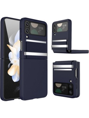 AyrStore Buğz Samsung Galaxy Z Flip 4 Kılıf Belt Flip Kapak - Lacivert