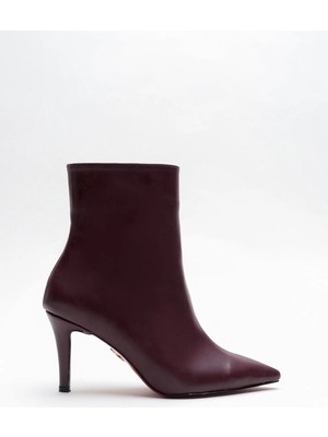 Ayakkabı Ateşi Bordo Cilt Kadın Ince Topuklu Ayakkabı Stiletto Deco