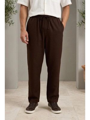Valiberta Prawer Baggy Kalıp Odessa Kumaş Jogger Erkek Pantolon- Kahve