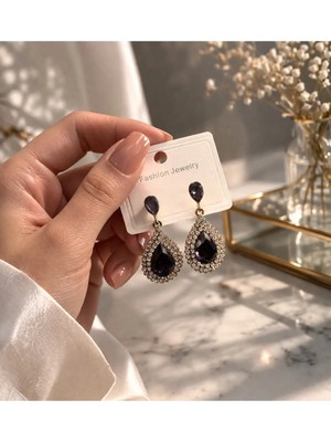 Bymiel Mor Damla Taşlı Işıltılı Kadın Küpe – Zirkon Taşlı Şık Tasarım (Kararmaz Alerji Yapmaz 316 Çelik)