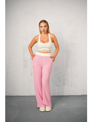 Win Moda Gofre Tek Alt Pantolon - Yazlık Bel Garnili Gofre Pantolon