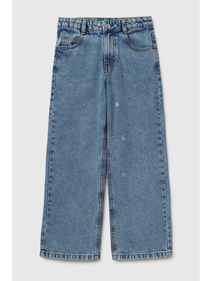 United Colors Of Benetton Açık Mavi Kadın / Kız Kj_önü Kristal Aplikeli Taş Yıkama Straight Fit Denim Pantolon Model Kodu: 4R76CE04MAÇIK Mavi