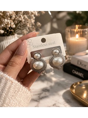 Bymiel Vintage Inci Detaylı Çelik Küpe – Şık Tasarım Kadın Küpe (Kararmaz Alerji Yapmaz 316 Çelik)