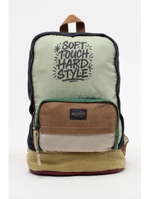 Kaff Fermuarlı Ön Cepli Design Salaş Unisex Vintage Kanvas Sırt Çantası -Moonvntg