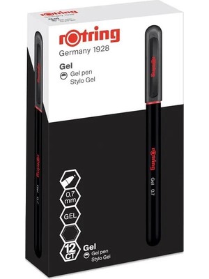 Rotring Jel Mürekkepli Tükenmez Kalem 0.7 Mm Siyah 2114436 (12 Li Paket)