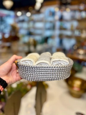 Çırpan Ev Gri Sepetli 3'lü Havlu Seti 30X50CM