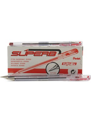  pentel bk77-b superb tükenmez kalem (roller) 0.7 mm kırmızı (12 li kutu)