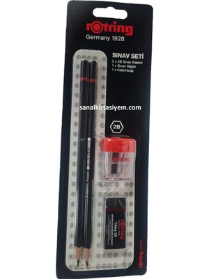 Rotring Sınav Kalemi 2B + Silgi + Kalemtraş 2090068WK