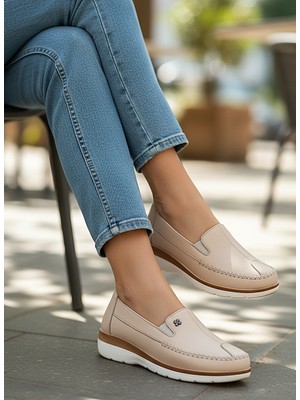 KAFKASLAR AYAKKABI Tam Ortopedik Hakiki Deri Esnek Kadın Babet Ayakkabı