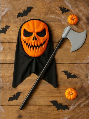 Parti Adresi Cadılar Bayramı Balta Balkabağı Maske Set Halloween Parti Aksesuarı 