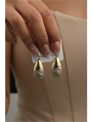 Bymiel Xuping Küpe Damla Model Taşlı Yıldız Detaylı 14 K Renk