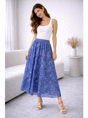 SFG Life Moda Asimetrik Kesim Etnik Desen Etek