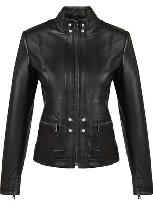 Derimod Bonny Kadın Siyah Metal Detaylı Deri Ceket 26SGE56711M