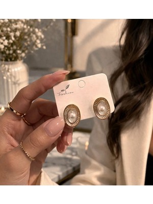 Bymiel Vintage Inci Detaylı Oval Gold Küpe – Şık & Zarif Kadın Küpe (Kararmaz Alerji Yapmaz 316 Çelik)