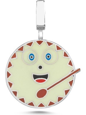 Kayra Gümüş Davul Mineli Beyaz Altın Kaplama Kolye Ucu HK27